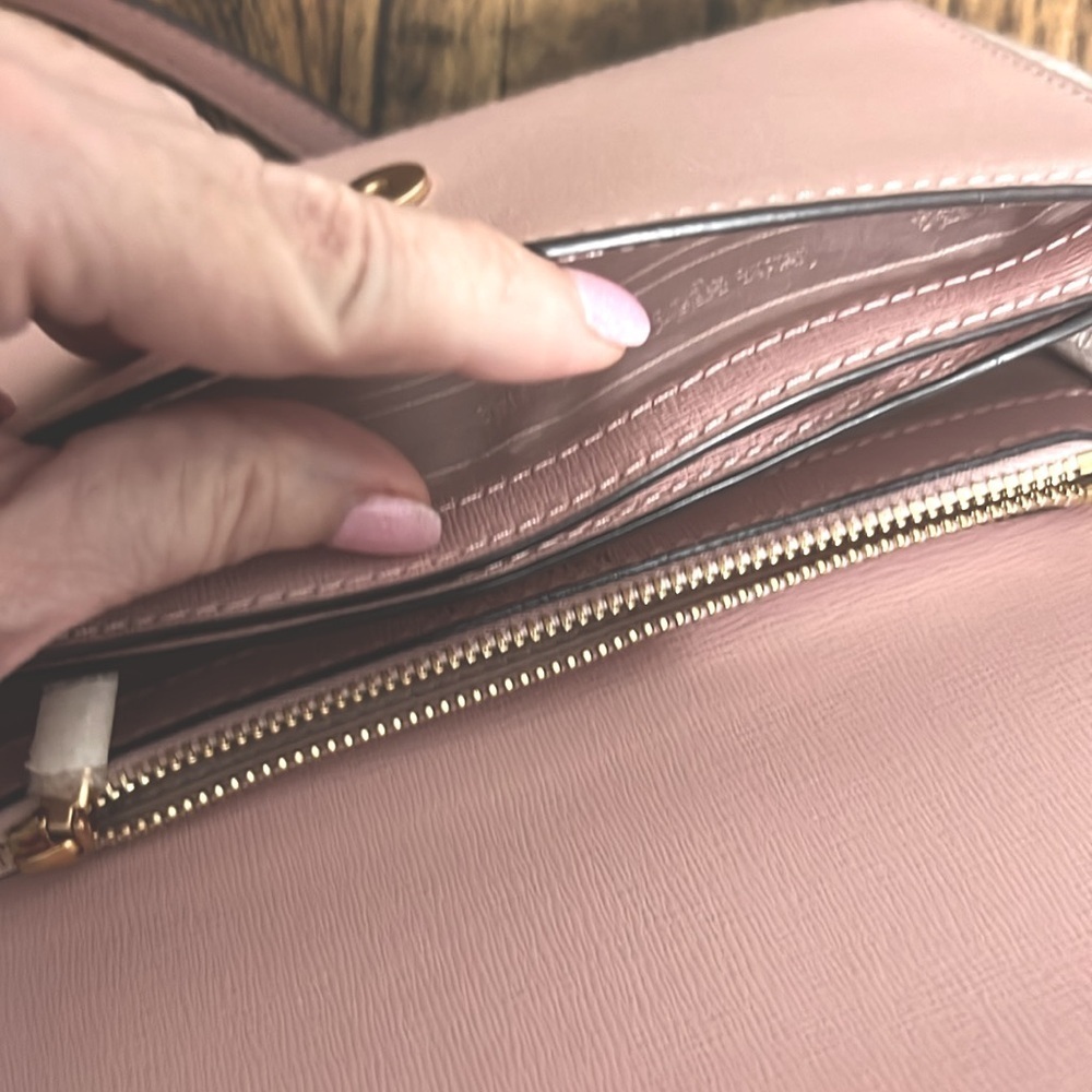 Kate Spade Crossbody Morgan dogwood colorblock saffiano peachy pink burgundy - Picture 6 of 13